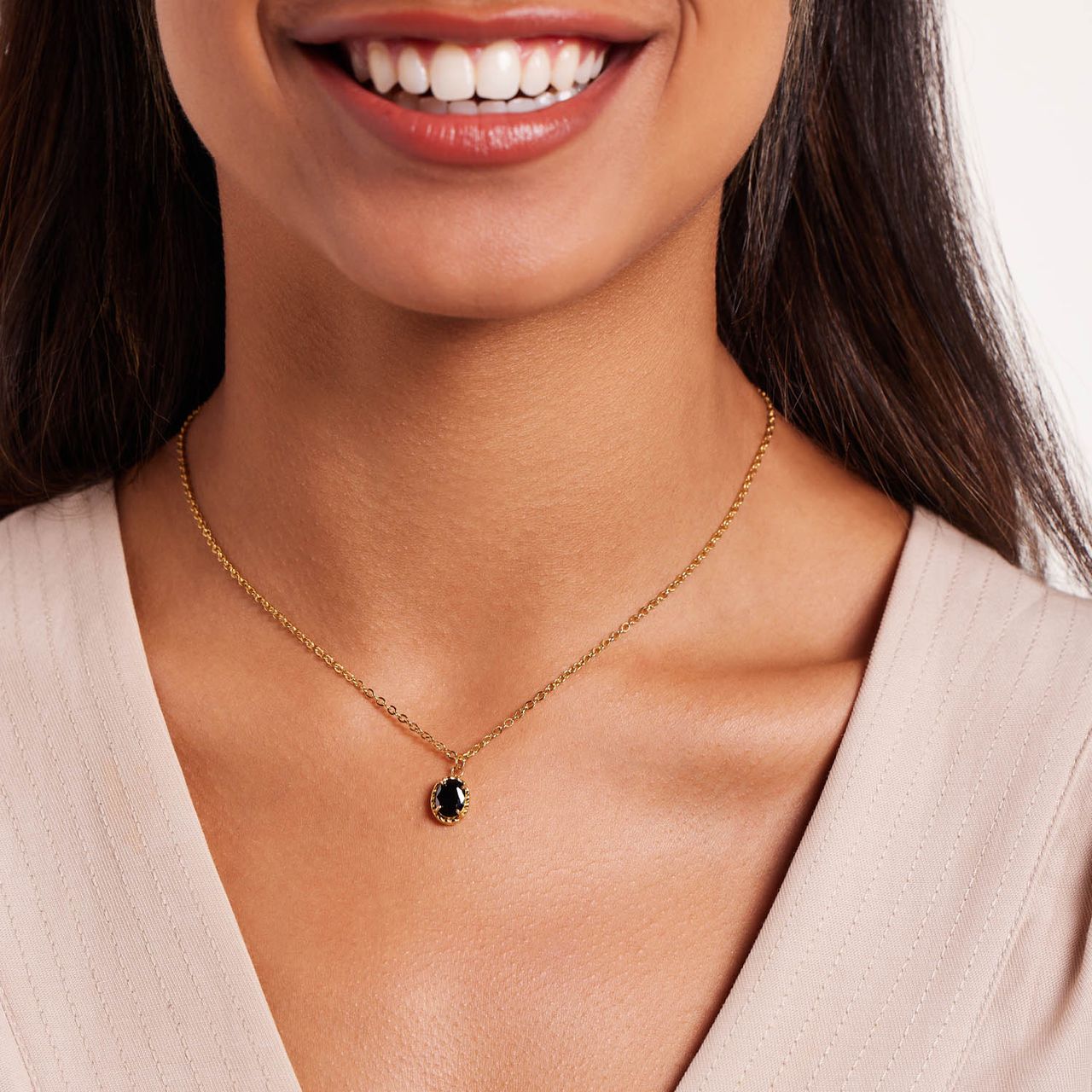 Stalen goldplated ketting met hanger met zirkonia voor dames