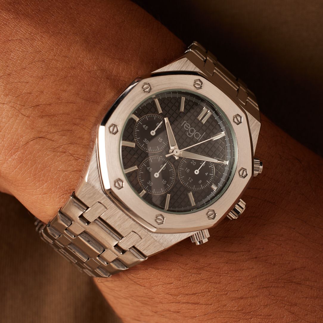 Regal heren horloge met stalen kast