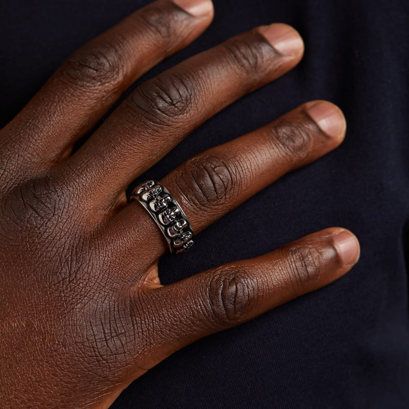 Stainless steel ring met doodskop