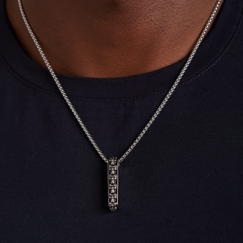 Stainless steel ketting bar met doodskop voor heren