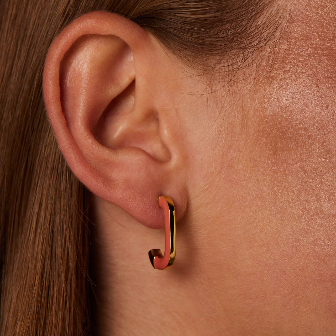 Stainless steel goldplated oorringen lichtoranje voor dames