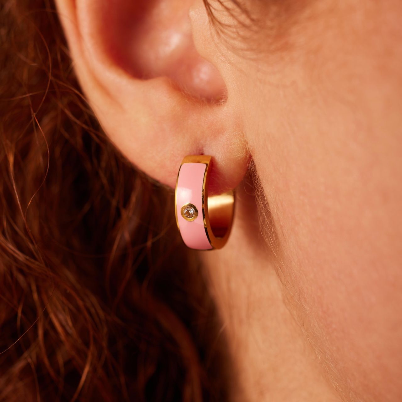 Stainless steel goldplated oorringen met zirkonia voor dames