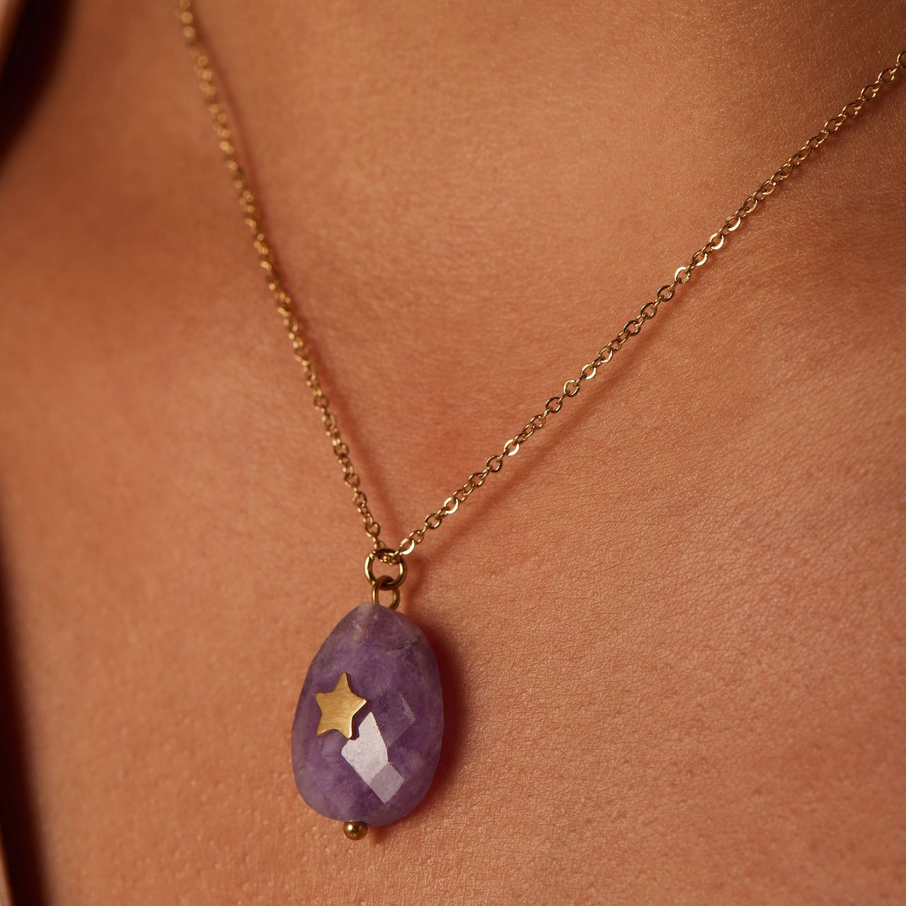 Stainless steel goldplated ketting met kaart