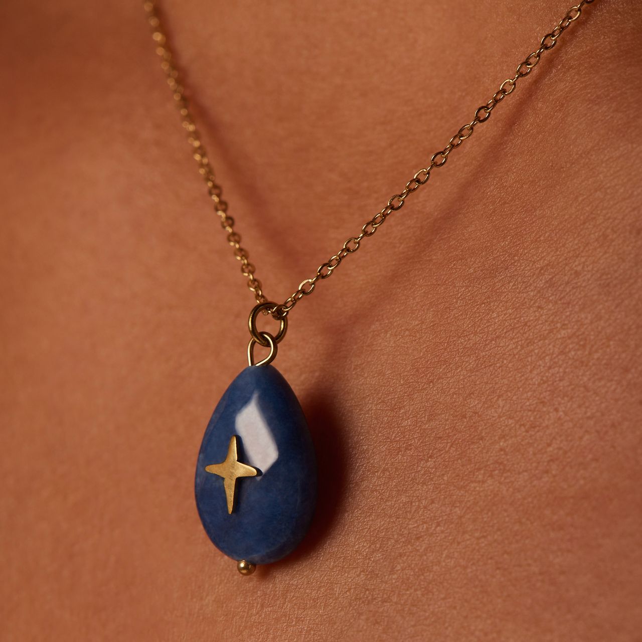 Stainless steel goldplated ketting met kaart