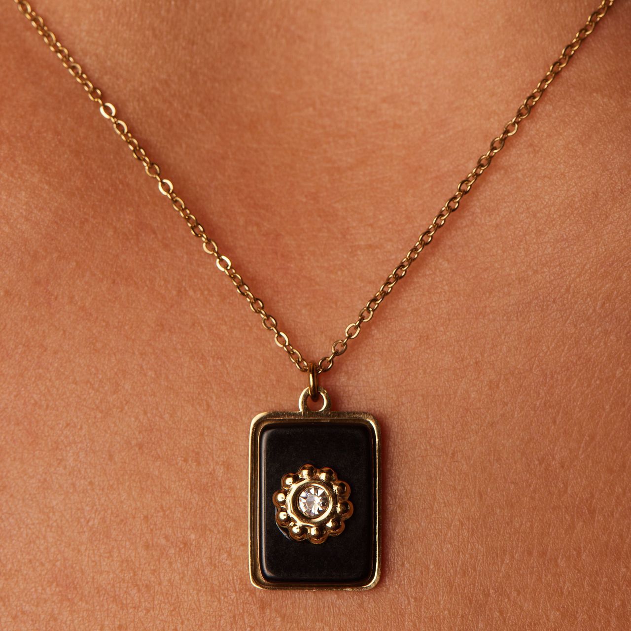 Stainless steel goldplated ketting met kaart