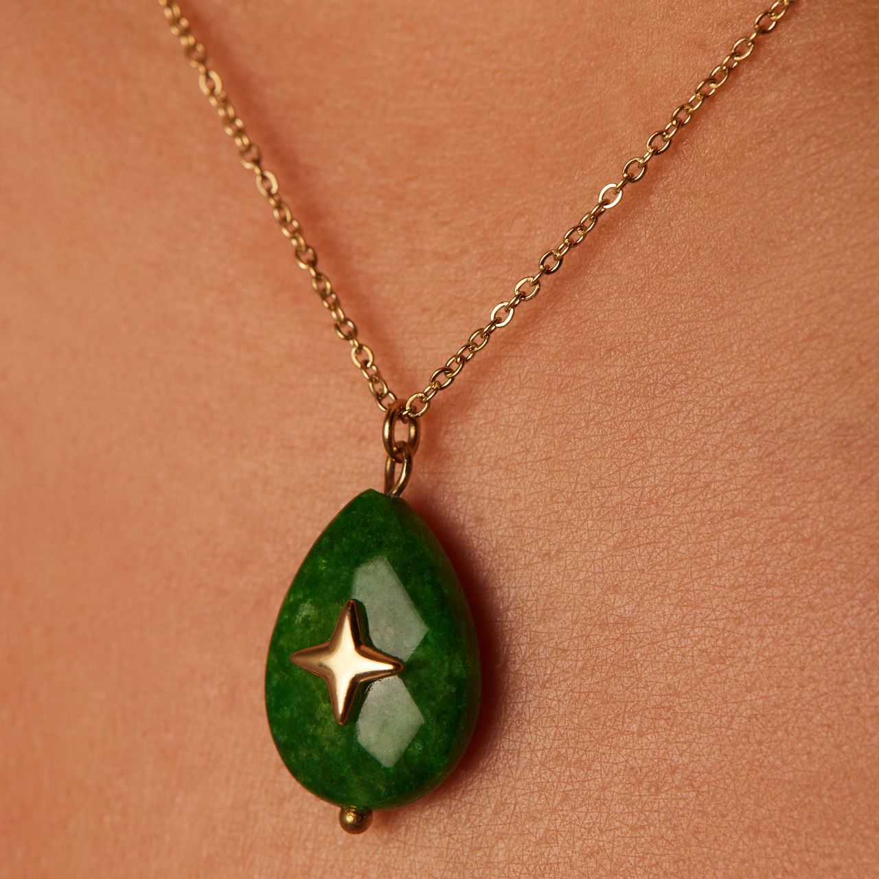 Stalen goldplated ketting met kaart