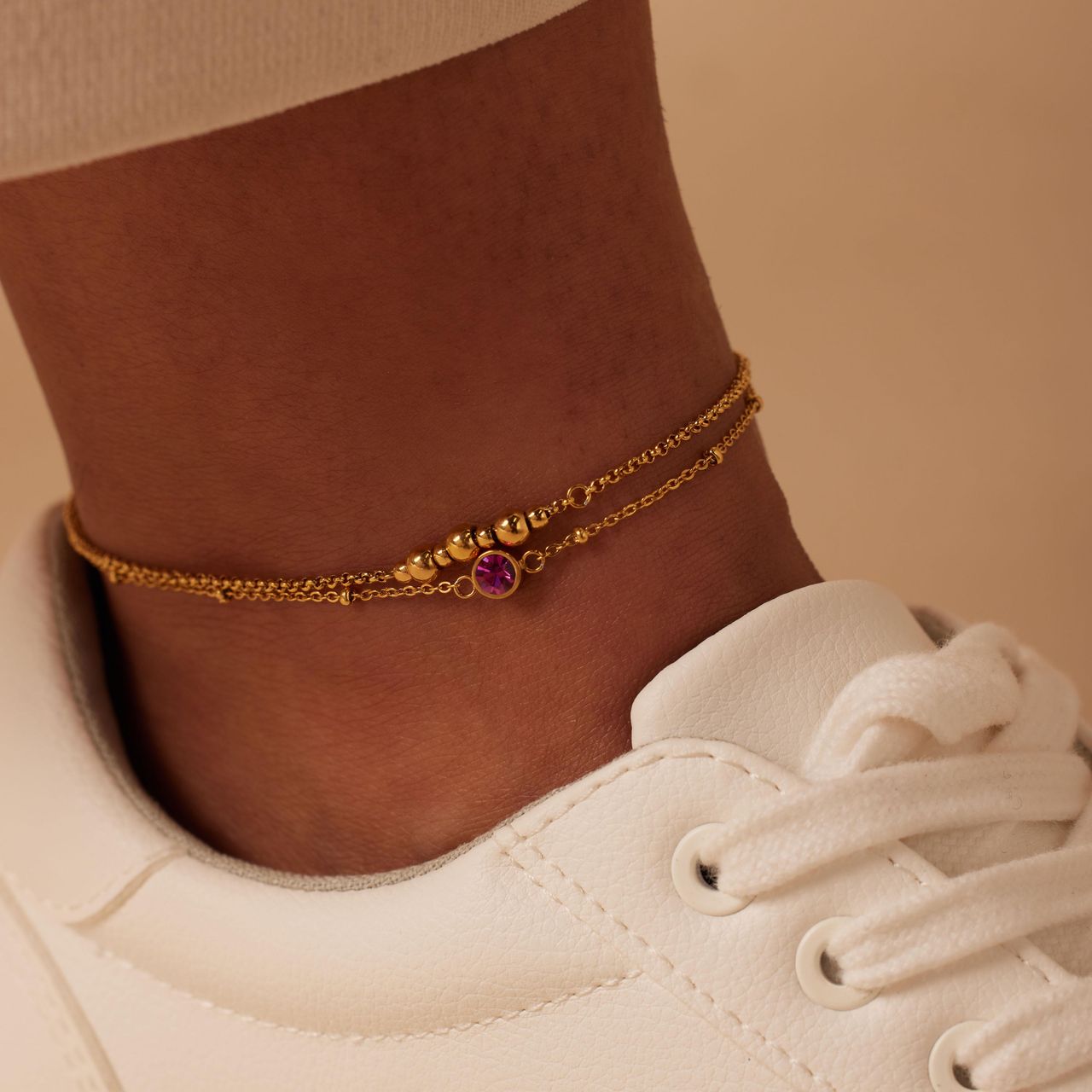 Stalen goldplated enkelbandje voor dames