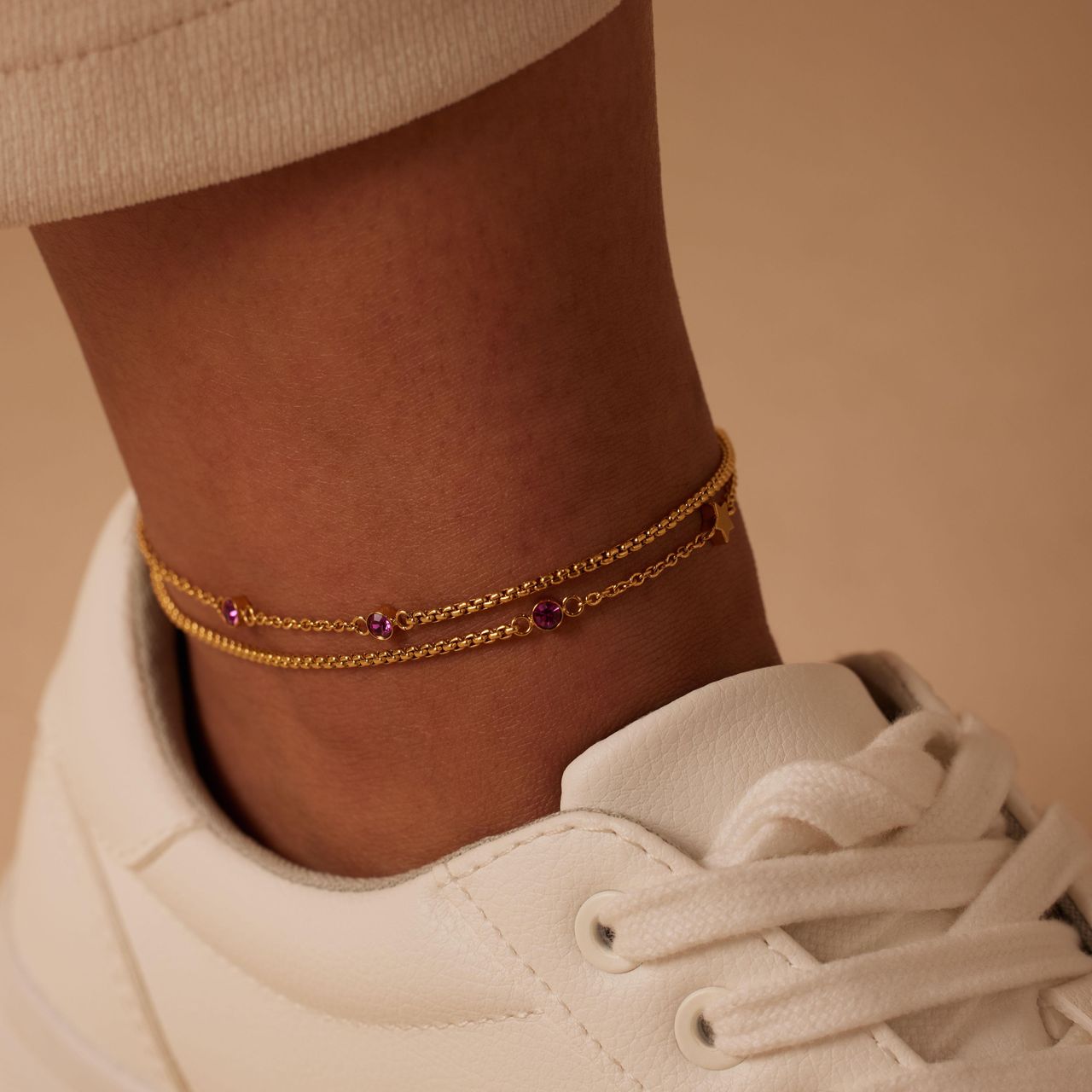 Stalen goldplated enkelbandje voor dames