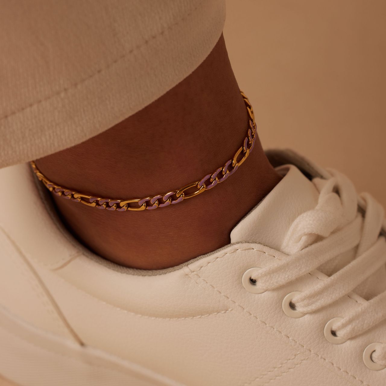 Stalen goldplated enkelbandje voor dames