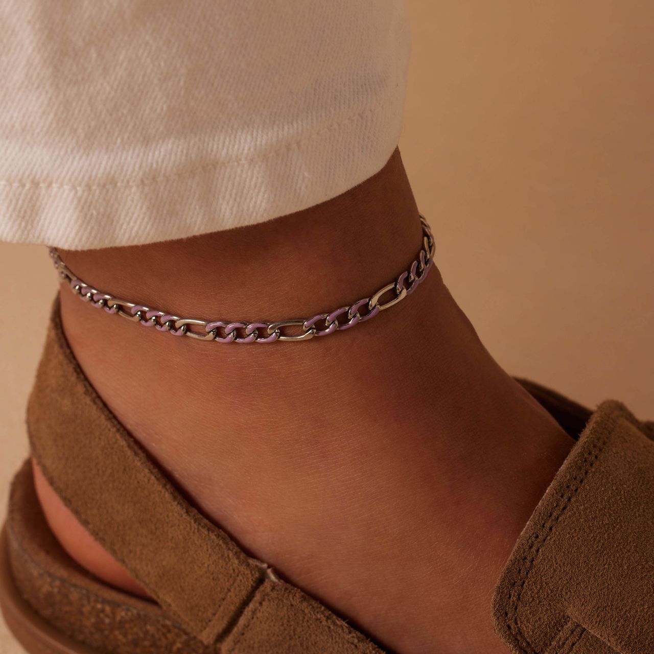 Stainless steel enkelband figaro violet