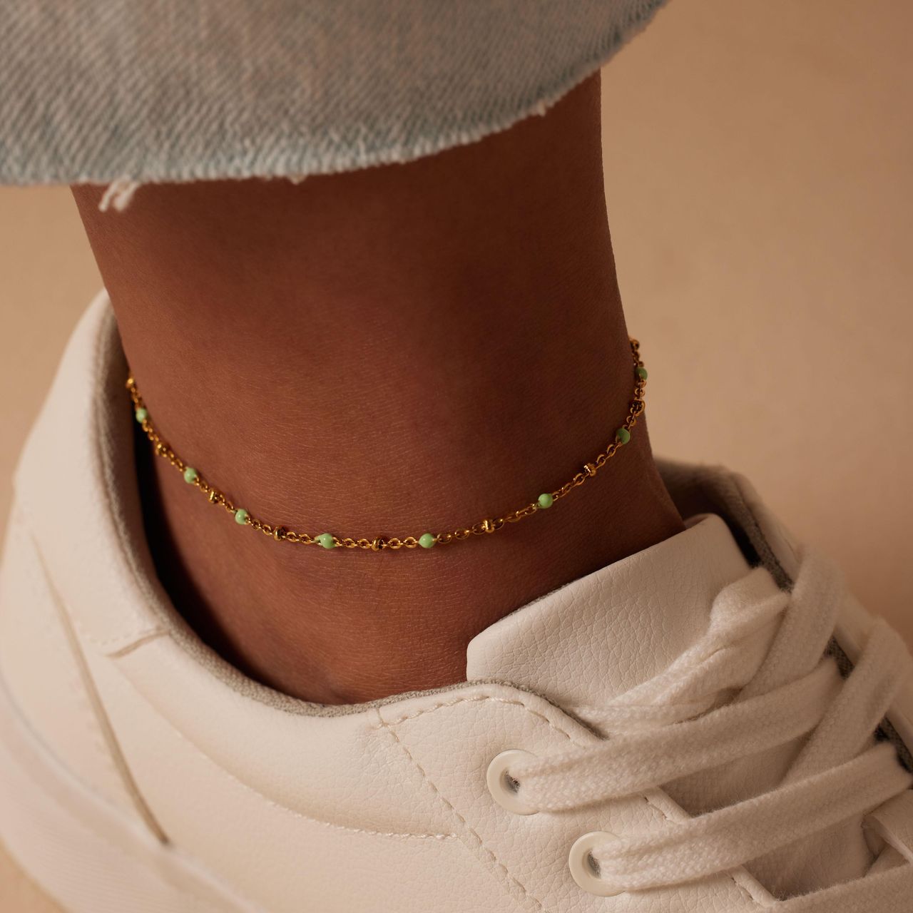Stalen goldplated enkelbandje voor dames