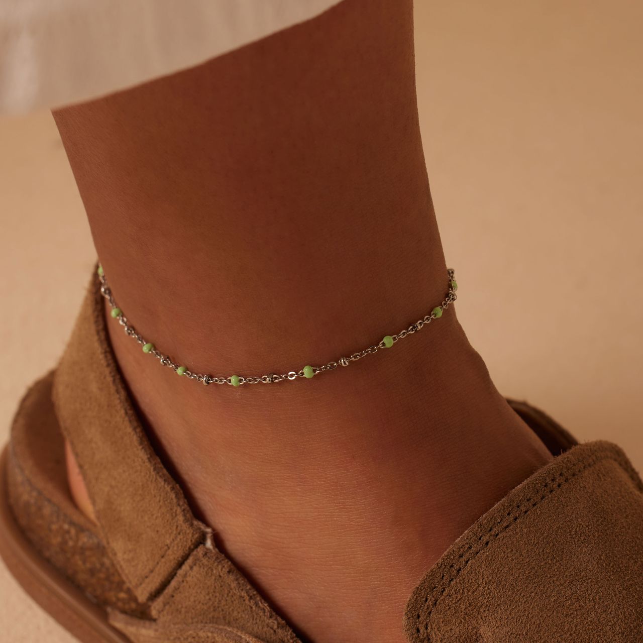 Gerecycled stainless steel enkelband saturn groen