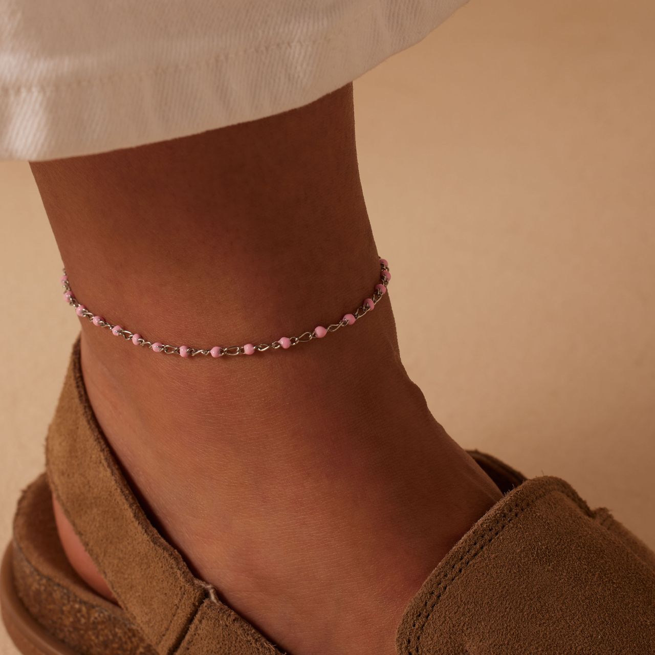 Fußkettchen aus Edelstahl, doppelt, Figaro