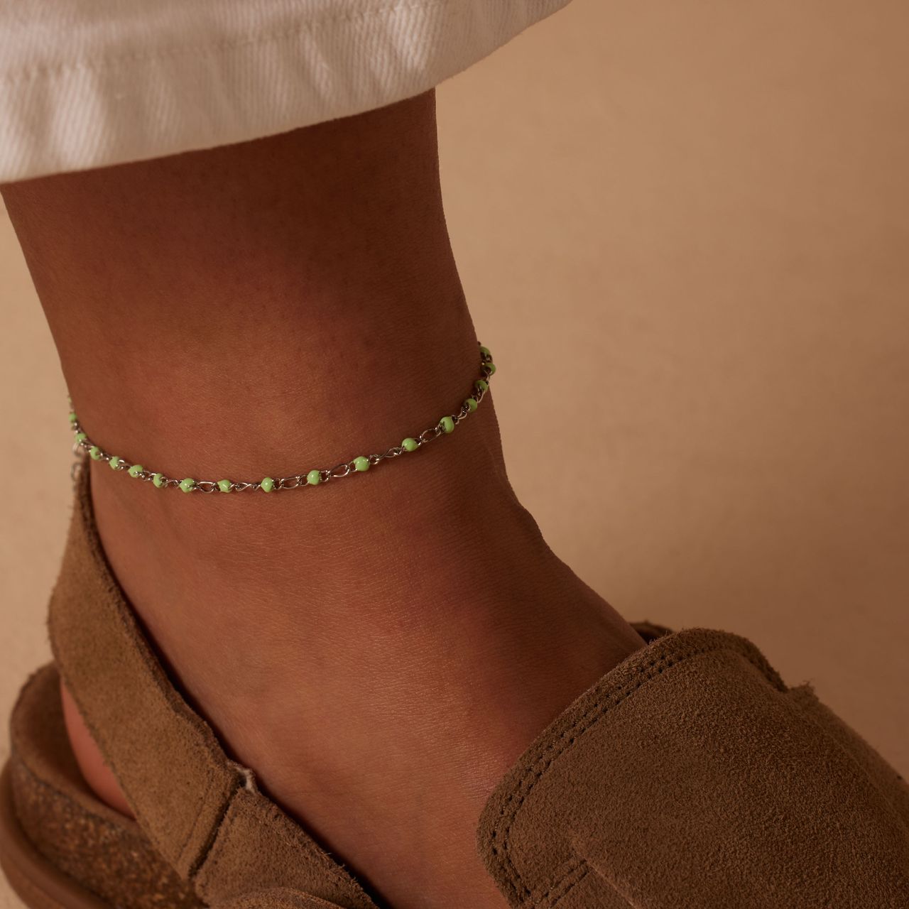 Fußkettchen aus Edelstahl, doppelt, Figaro