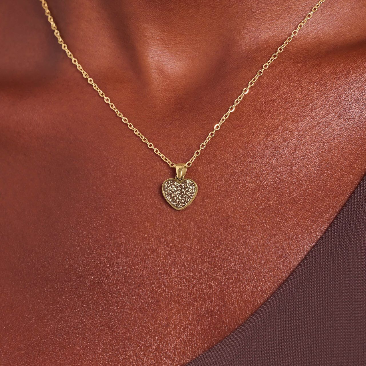 Stalen goldplated ketting met hanger hart met colorado kristal voor dames