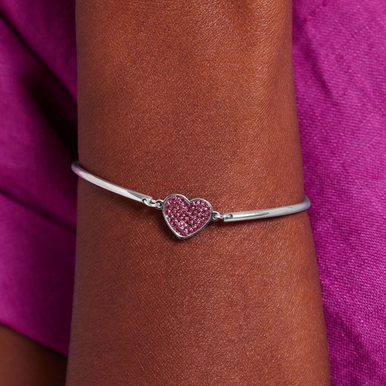 Stalen armband hart met kristal rose