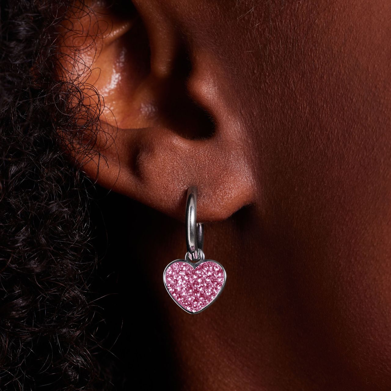 LivLiv stainless steel oorringen hart met kristal roze voor dames