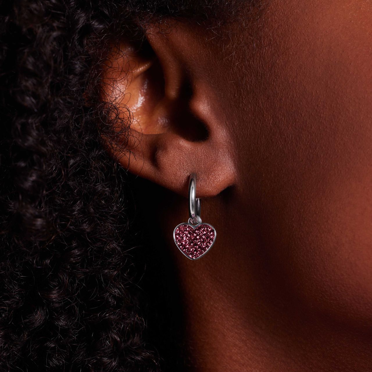 LivLiv stainless steel oorringen hart met kristal paars voor dames