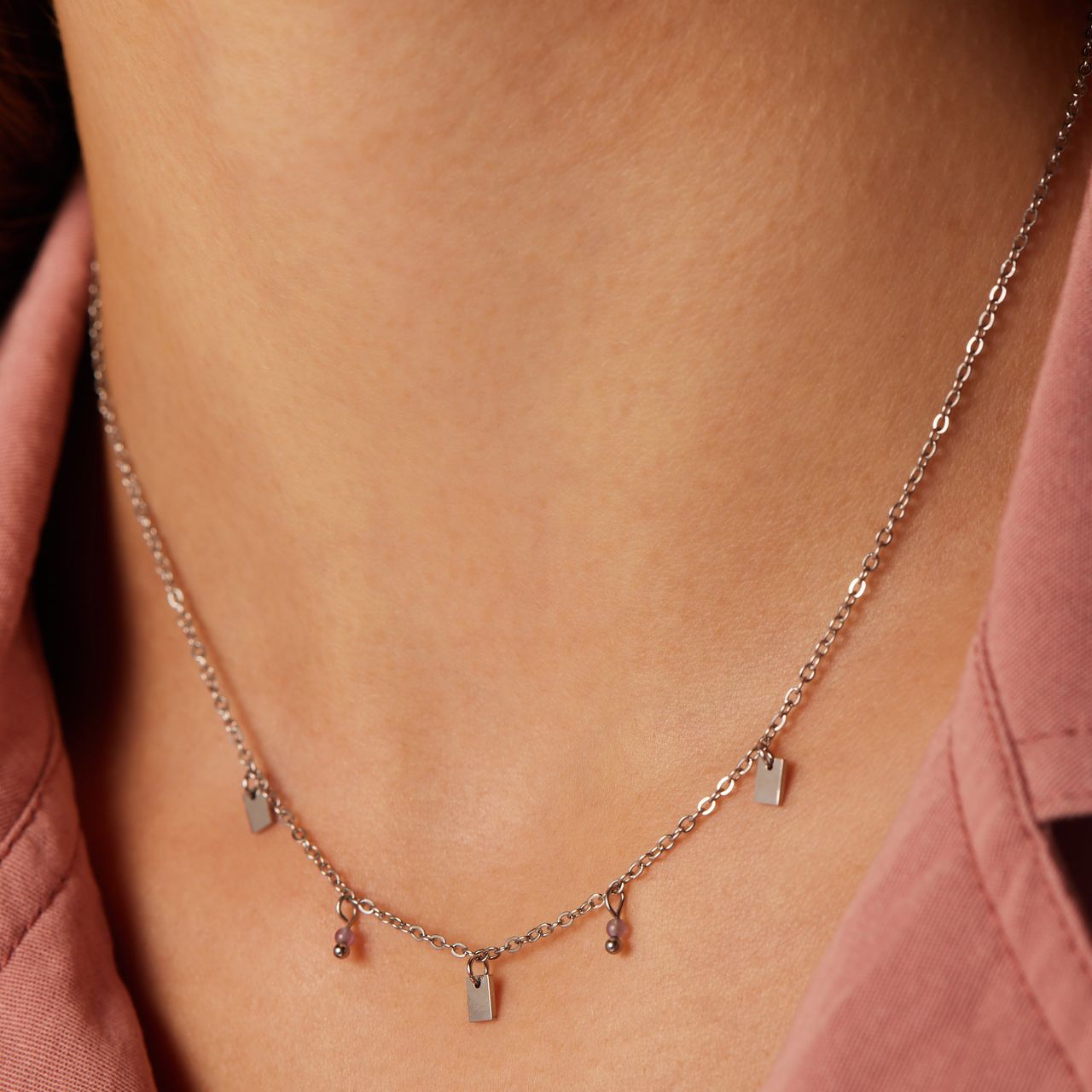 Armband aus Edelstahl mit Amethyst