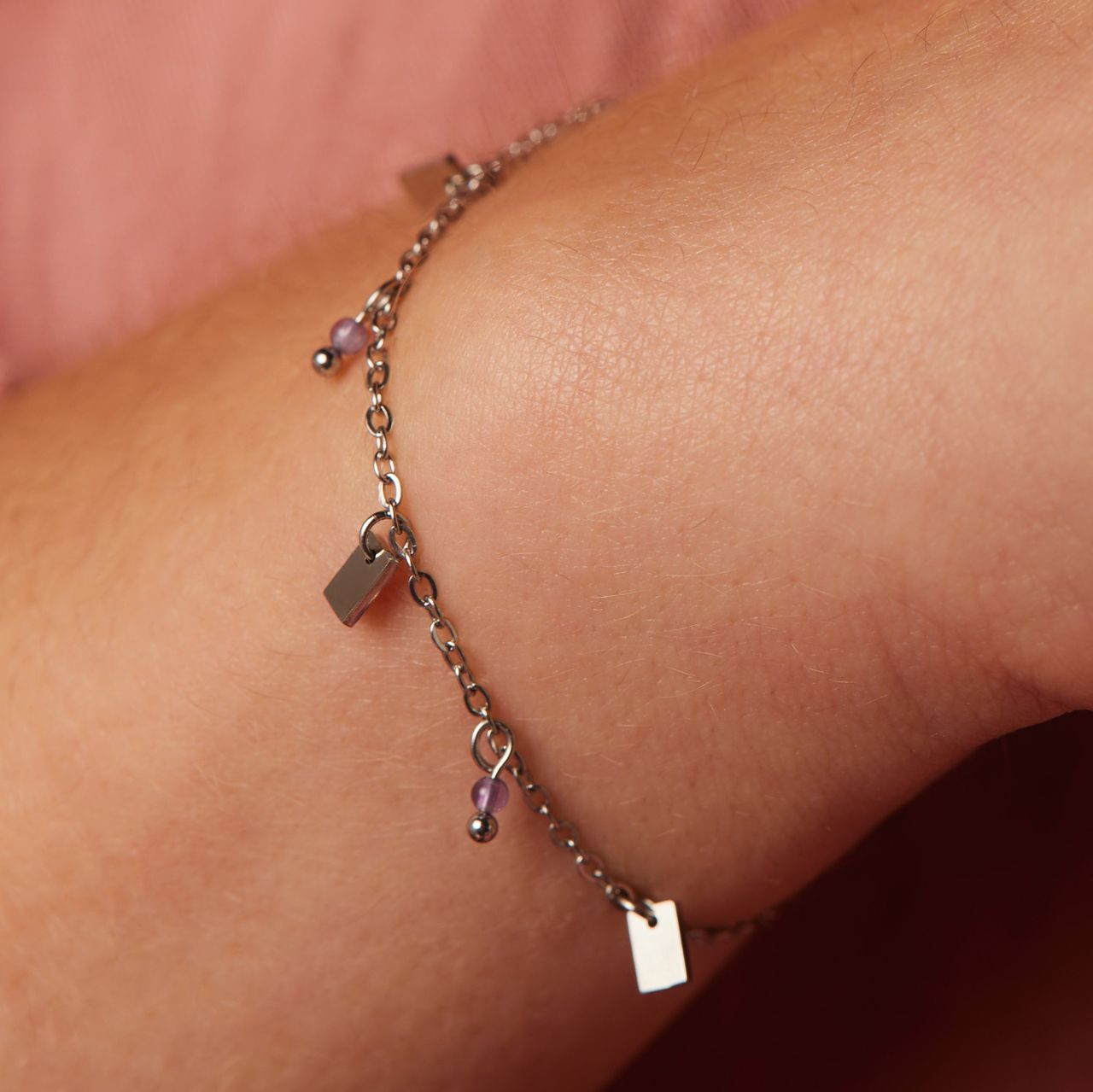 Myla stalen ketting met amethyst voor dames