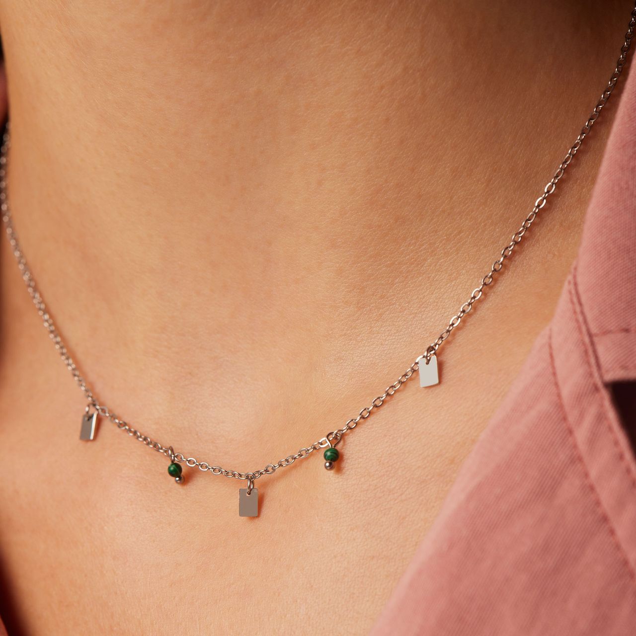 LuLu Jewels stainless steel ketting met blue lace agaat voor dames