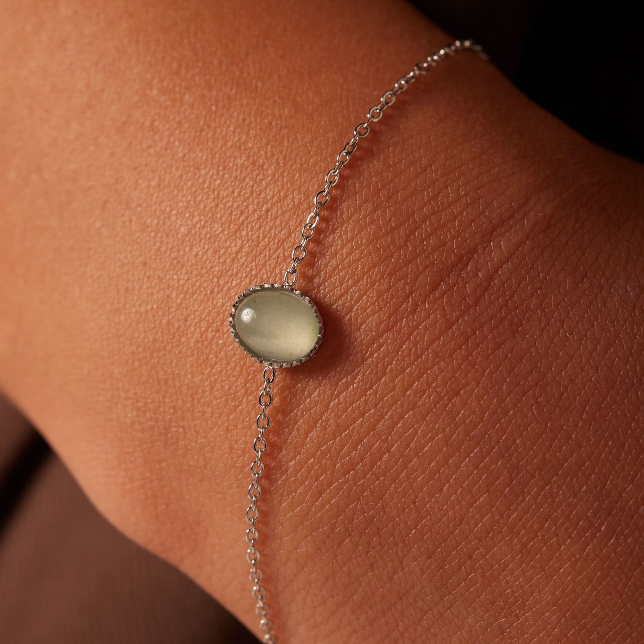 Stainless steel armband met groen aventurijn