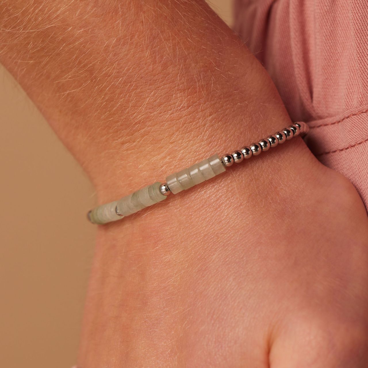 Stainless steel armband met groen aventurijn