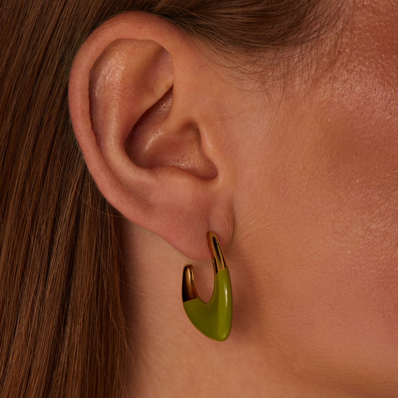 Stainless steel goldplated oorringen lime voor dames