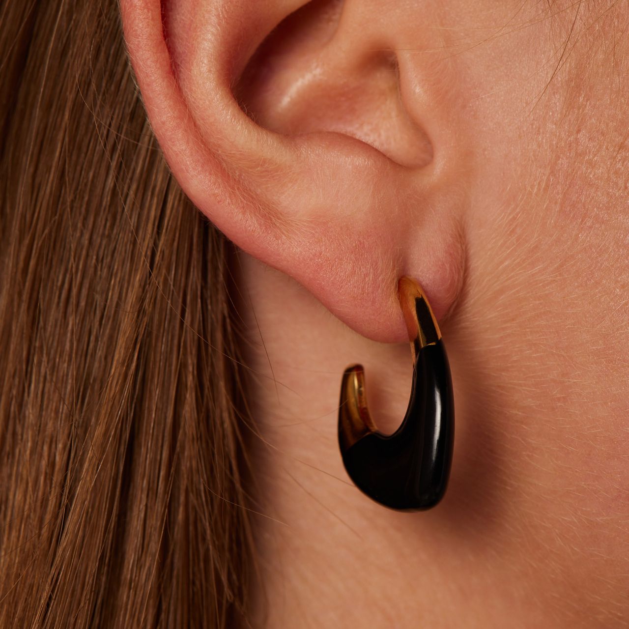 Stainless steel goldplated oorringen zwart voor dames