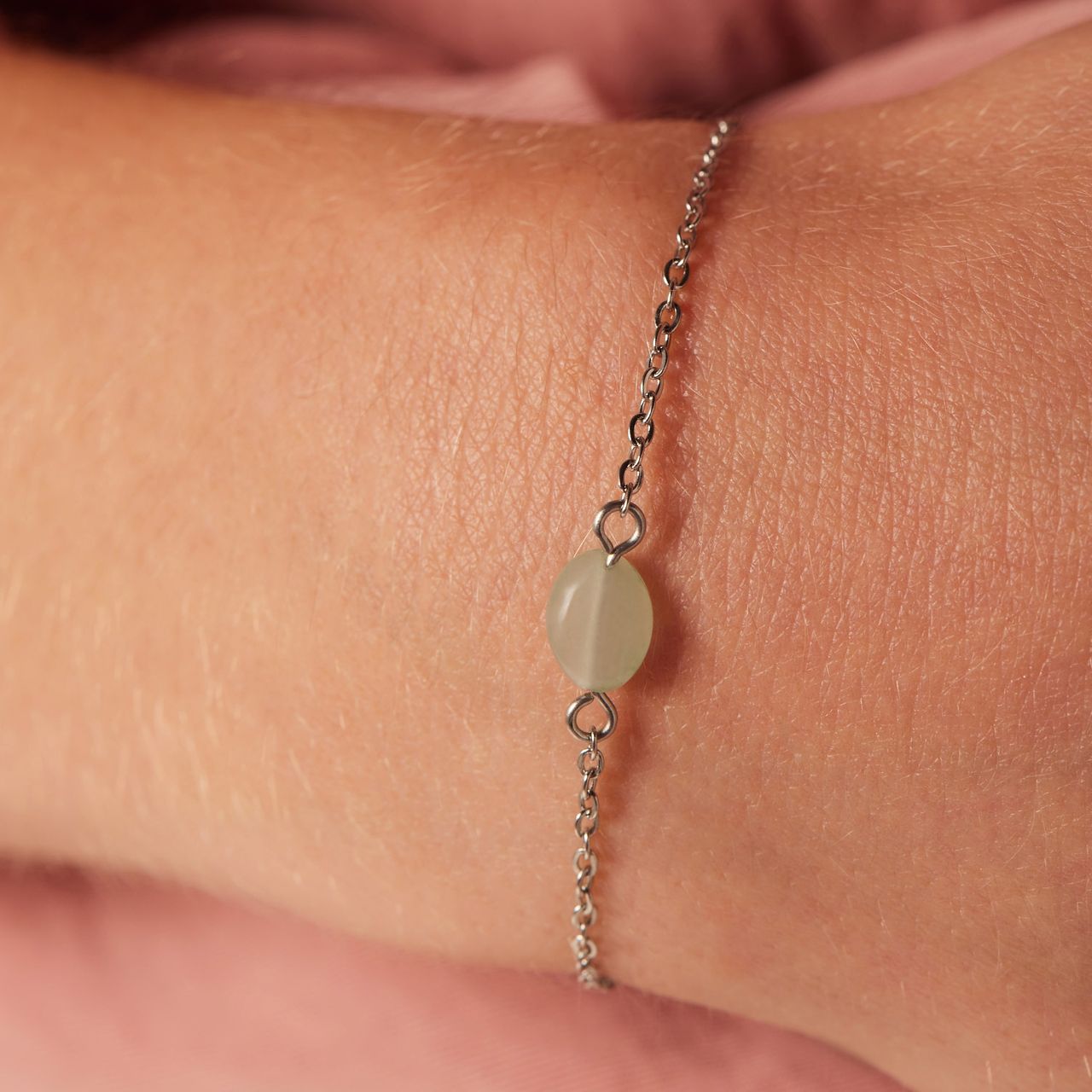 Stainless steel armband met groene aventurijn