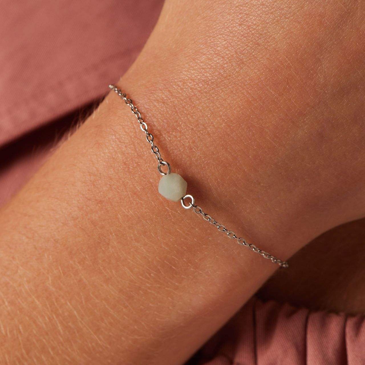 Stalen armband met amazoniet