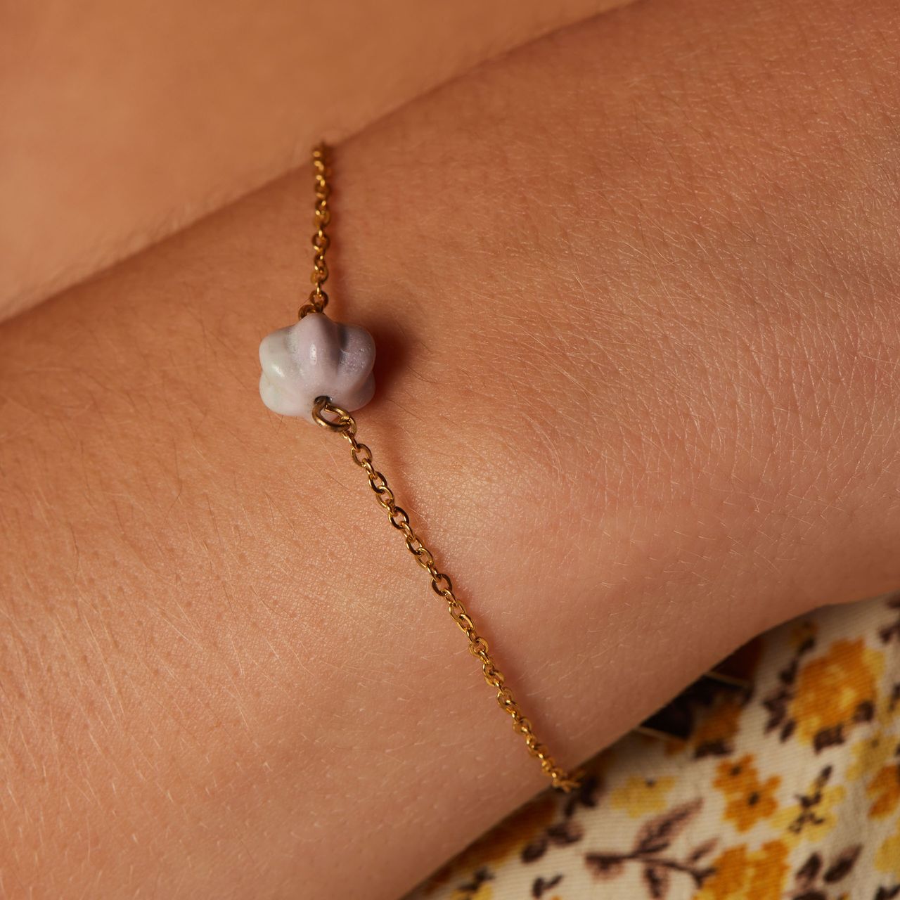 Stainless steel goldplated armband met pompoen