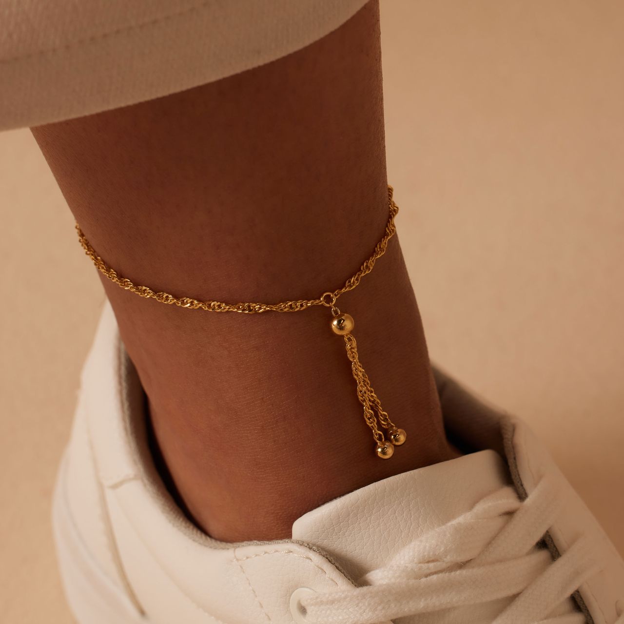 Gerecycled zilveren goldplated enkelband