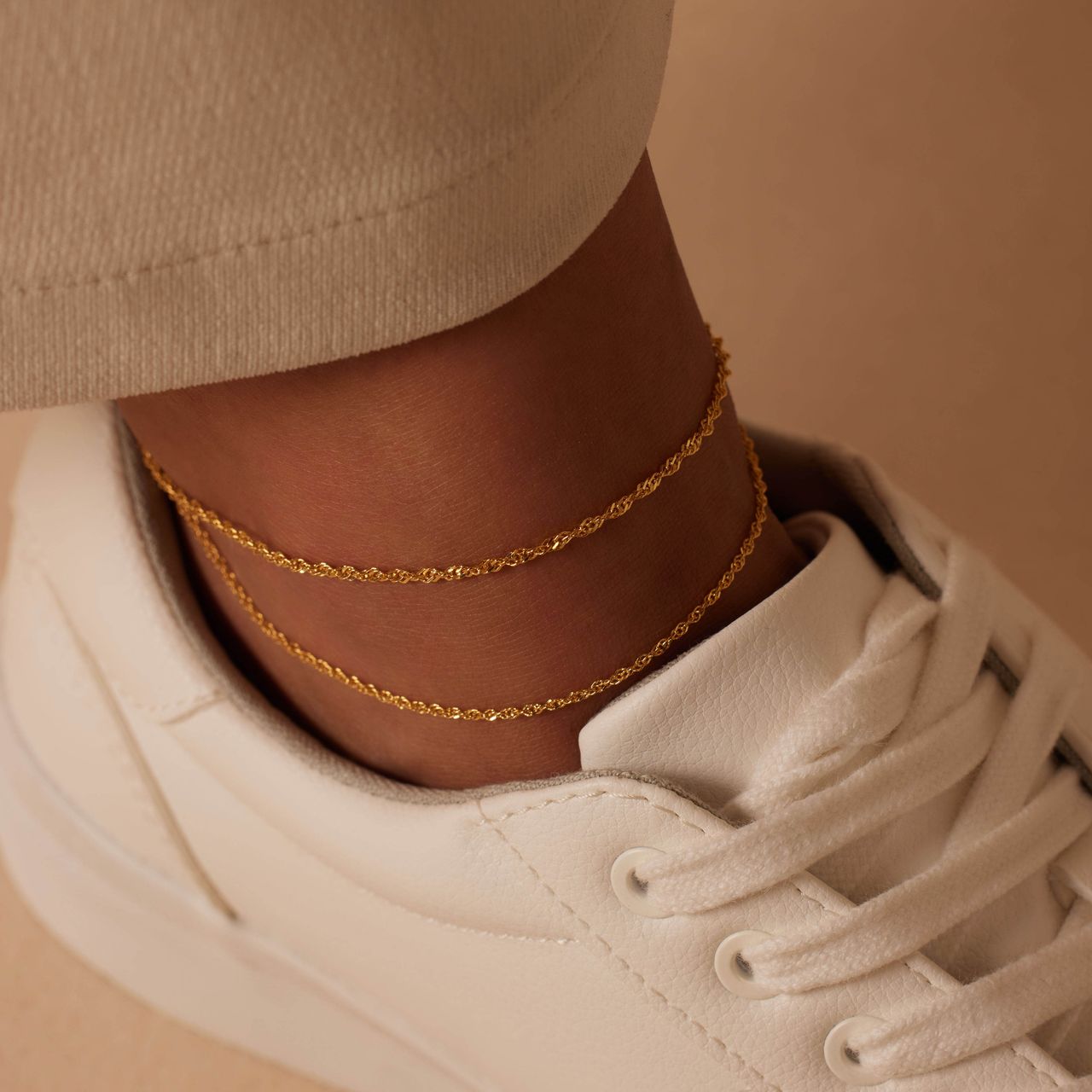 Zilveren goldplated enkelbandje voor dames