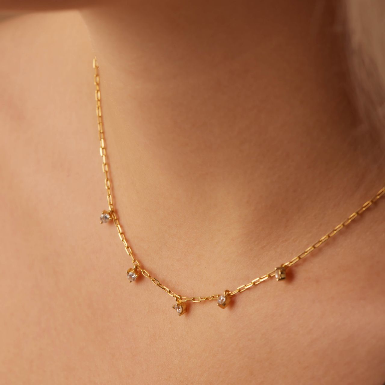 Zilveren goldplated ketting met hanger met zirkonia voor dames