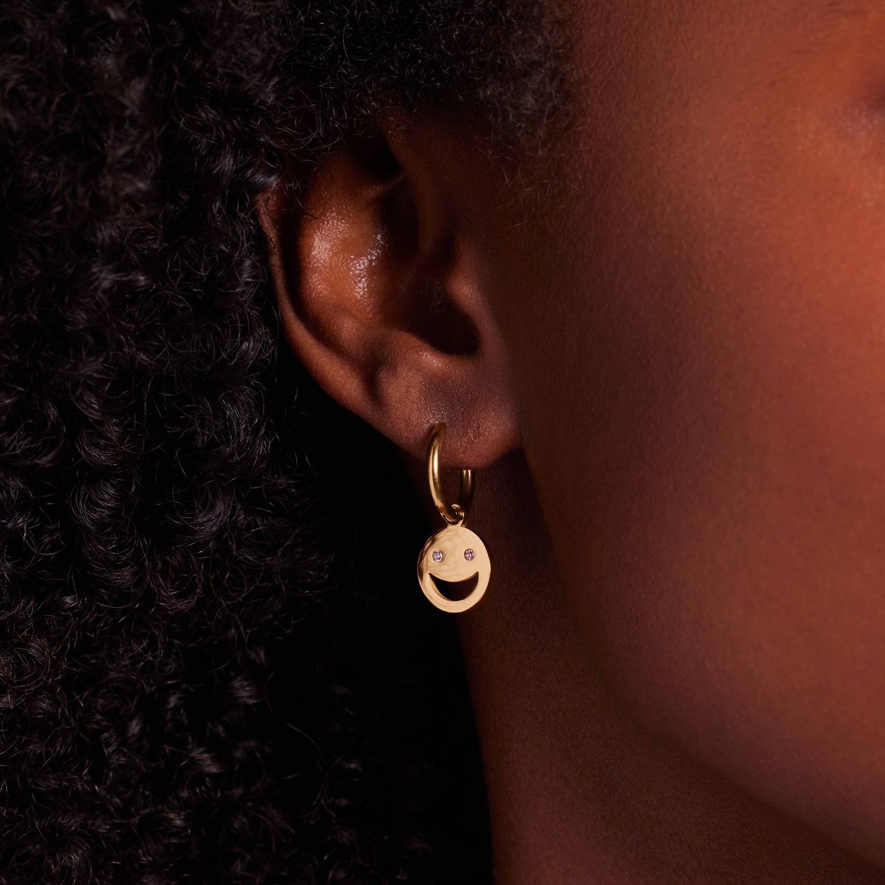 Stainless steel goldplated oorringen met zirkonia voor dames