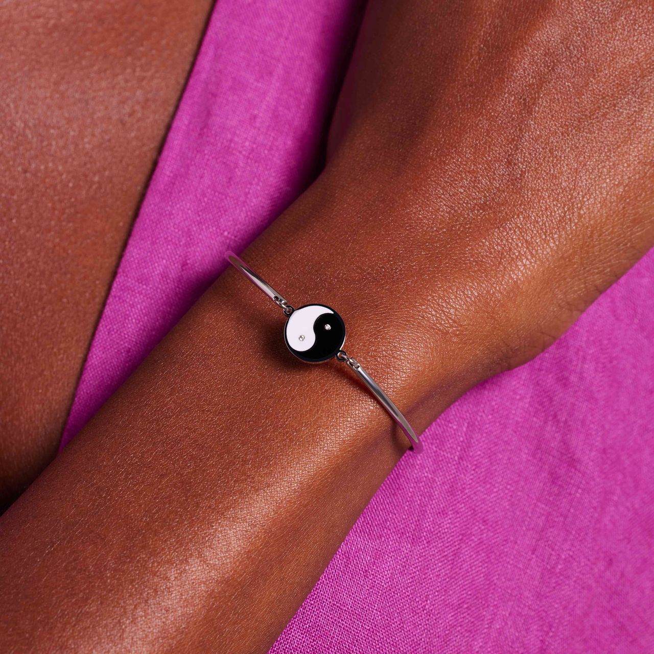 Stainless steel armband met ying yang