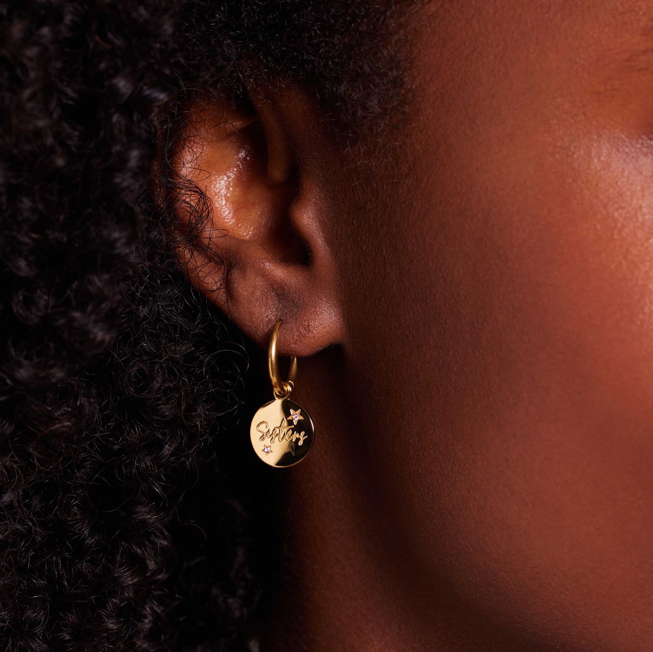 Stalen goldplated oorringen munt met zirkonia voor dames