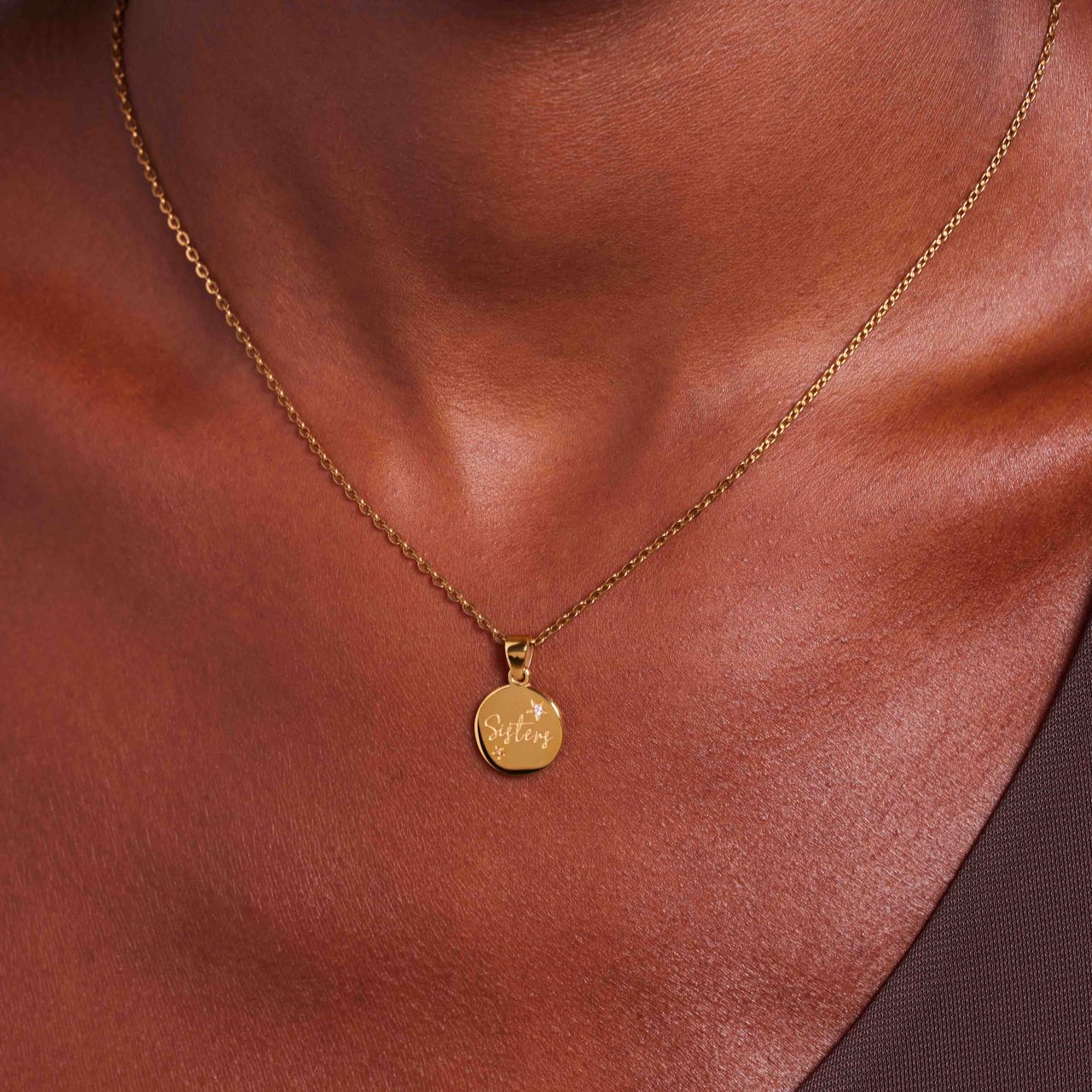 Stalen goldplated ketting met hanger met zirkonia voor dames