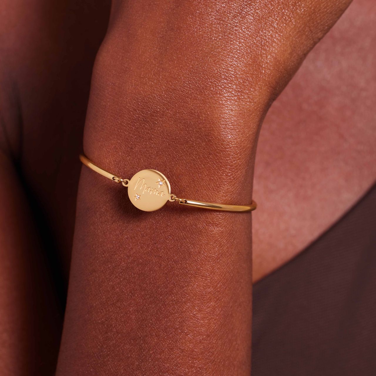 Stainless steel goldplated armband mama