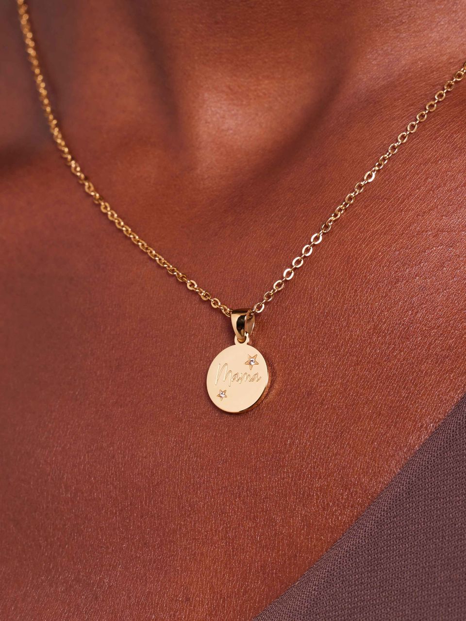 Stalen goldplated ketting met hanger met zirkonia voor dames