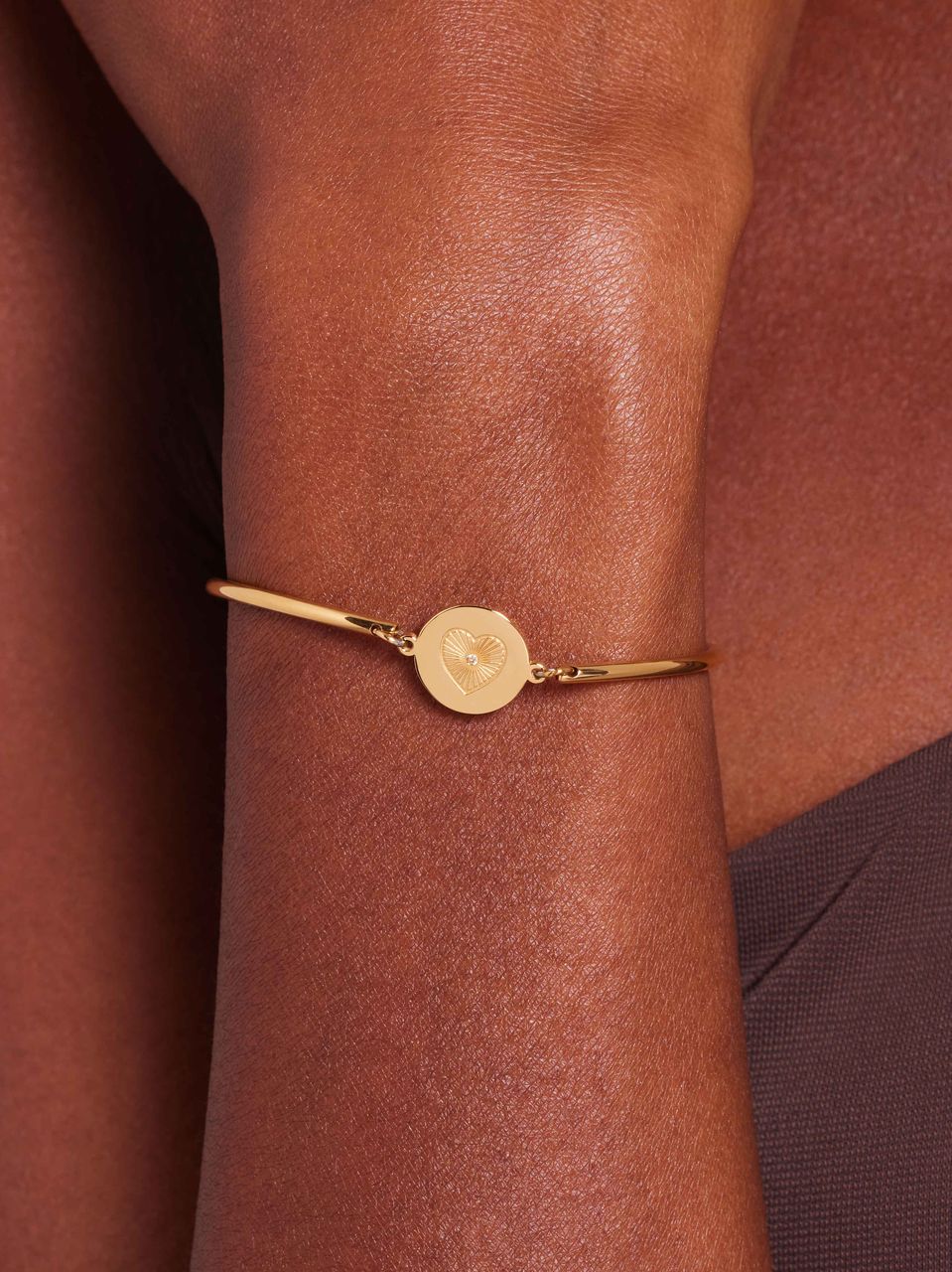 Stainless steel goldplated fantasiearmband hart met zirkonia voor dames