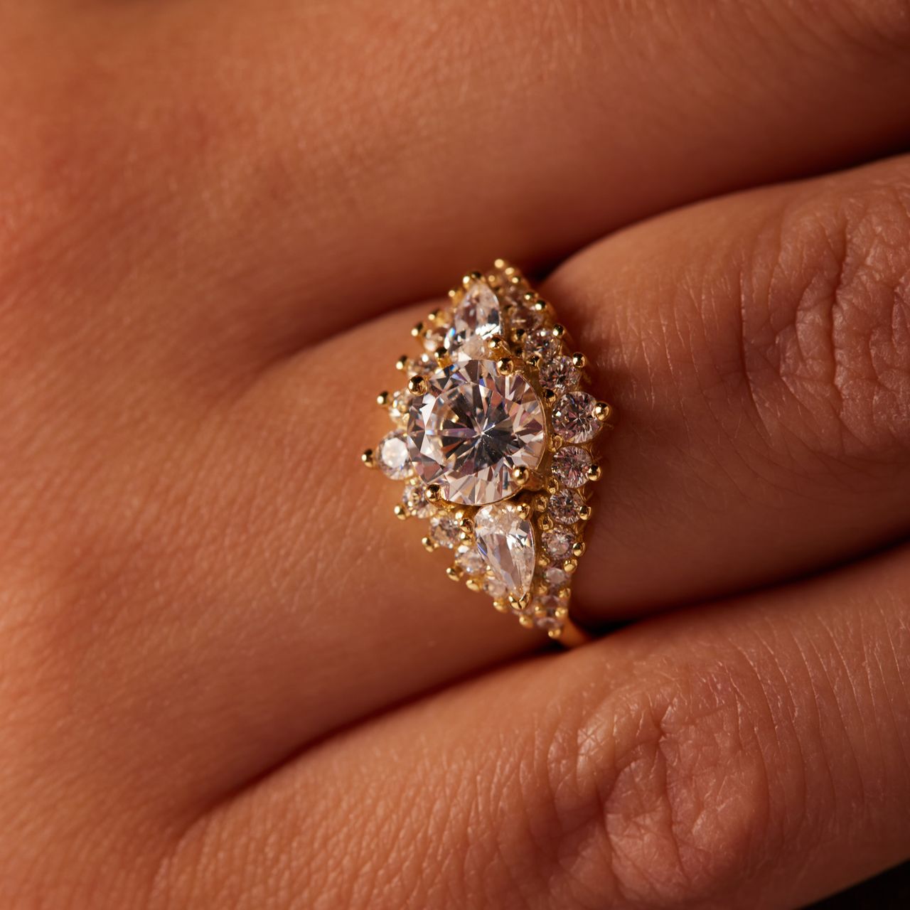 Zilveren goldplated ring zirkonia