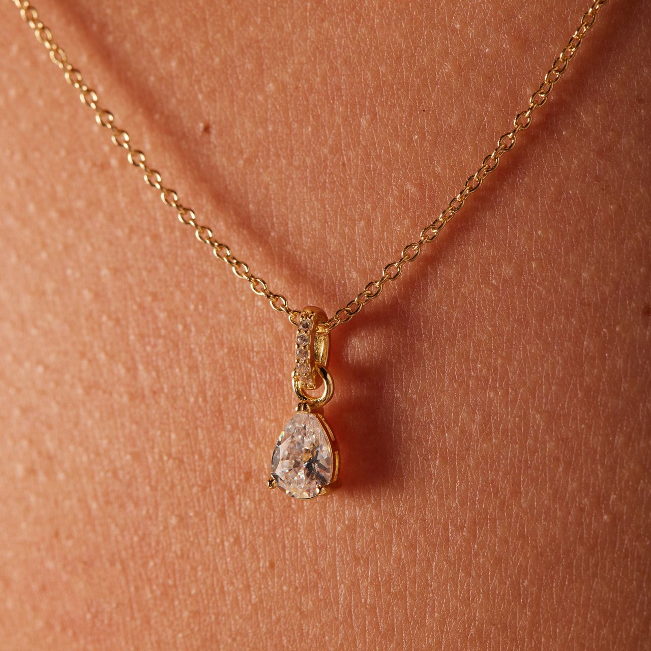 Zilveren goldplated ketting met hanger met zirkonia voor dames