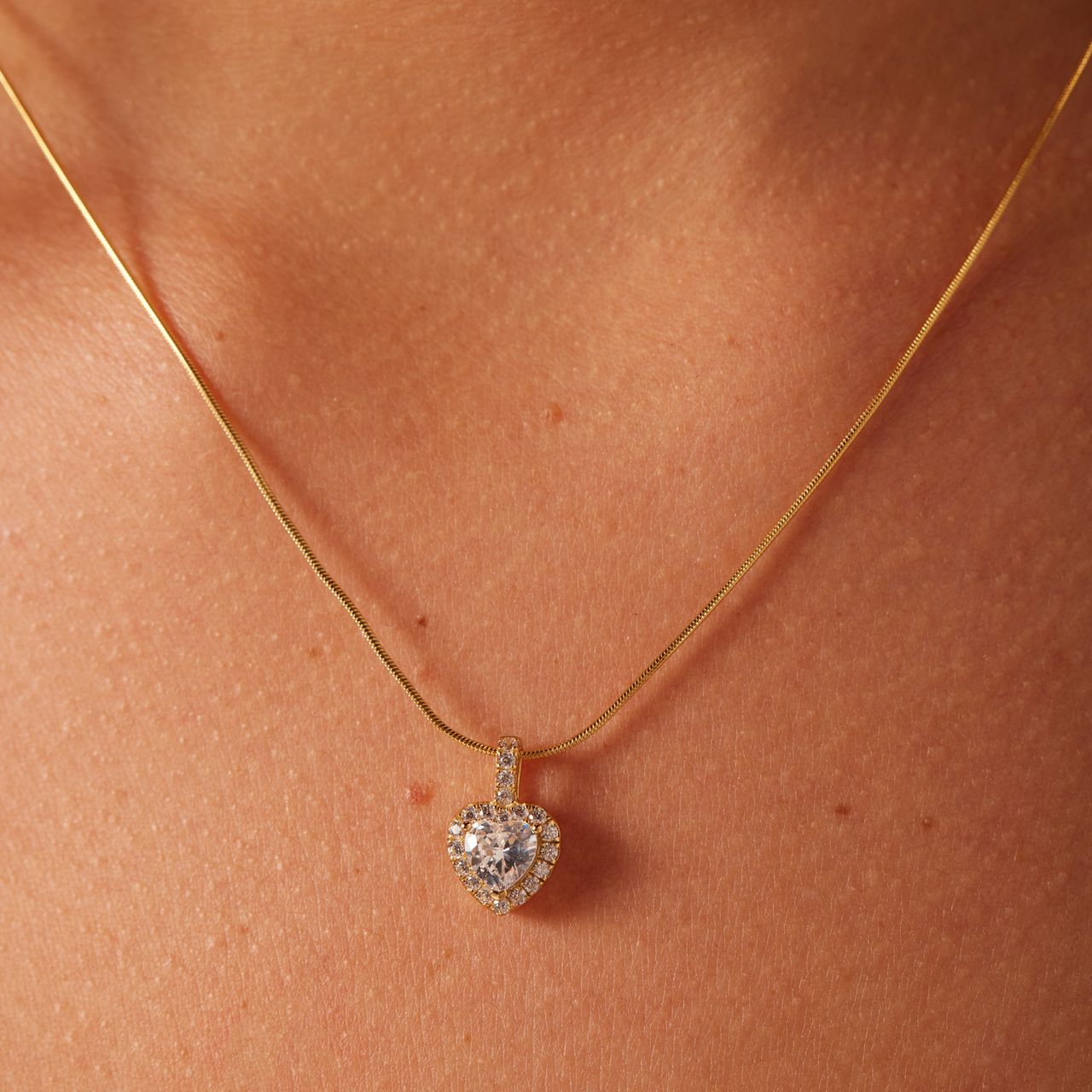 Zilveren goldplated ketting met hanger hart met zirkonia voor dames