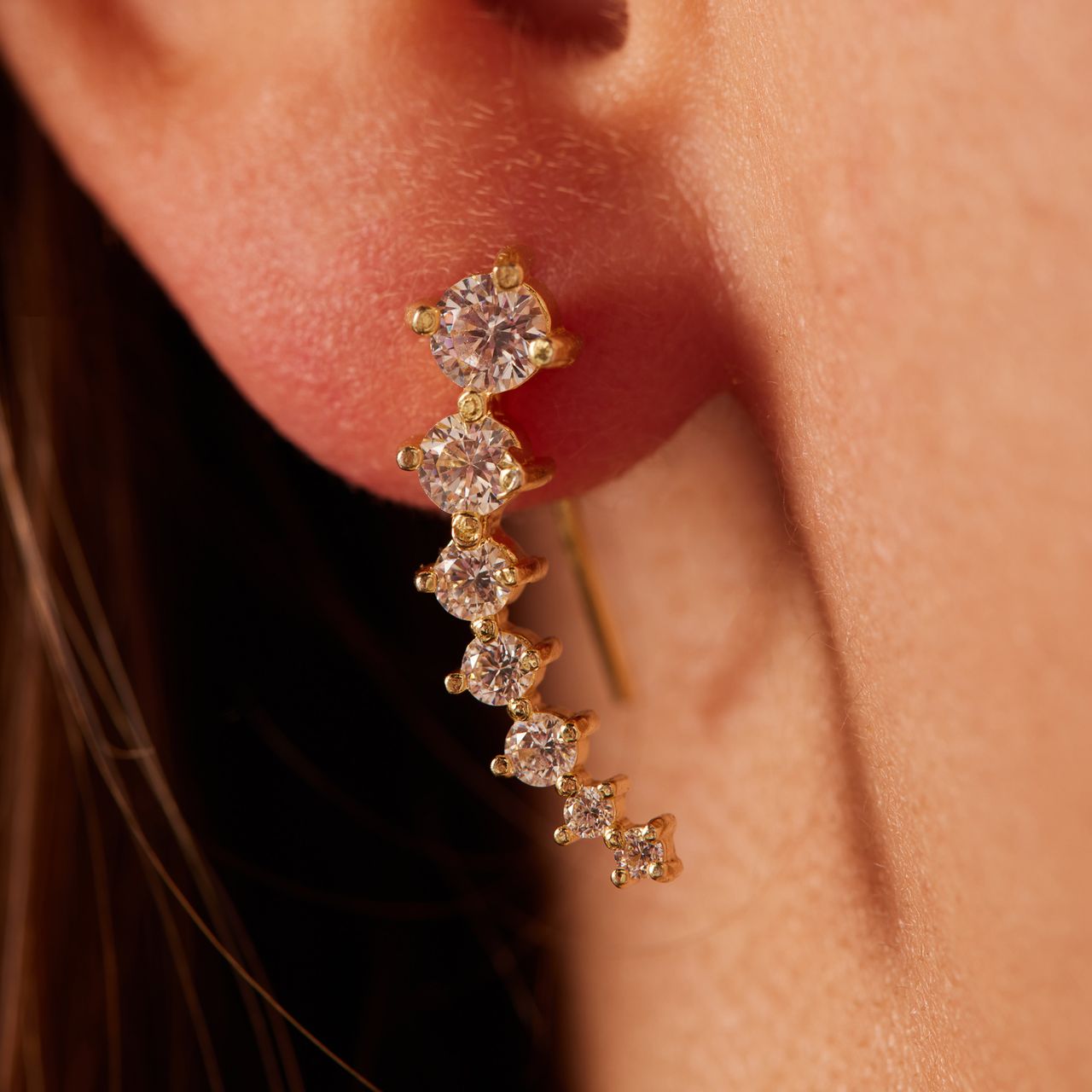 Zilveren goldplated oorknoppen met zirkonia voor dames