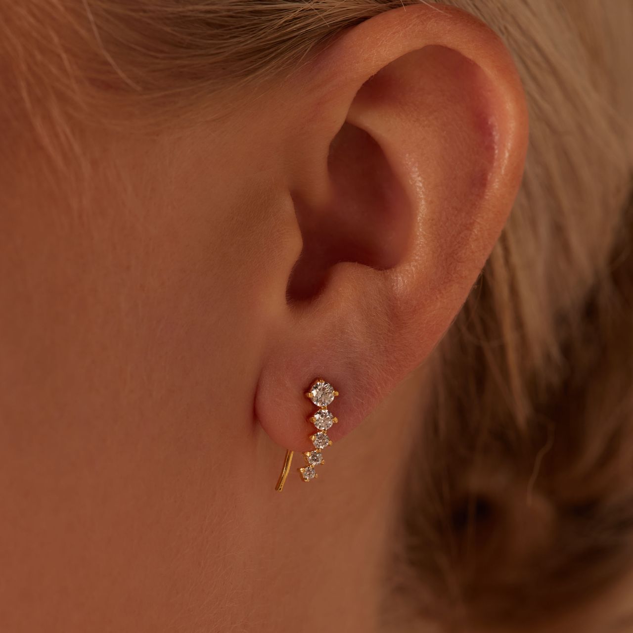 Zilveren goldplated oorknoppen met zirkonia voor dames