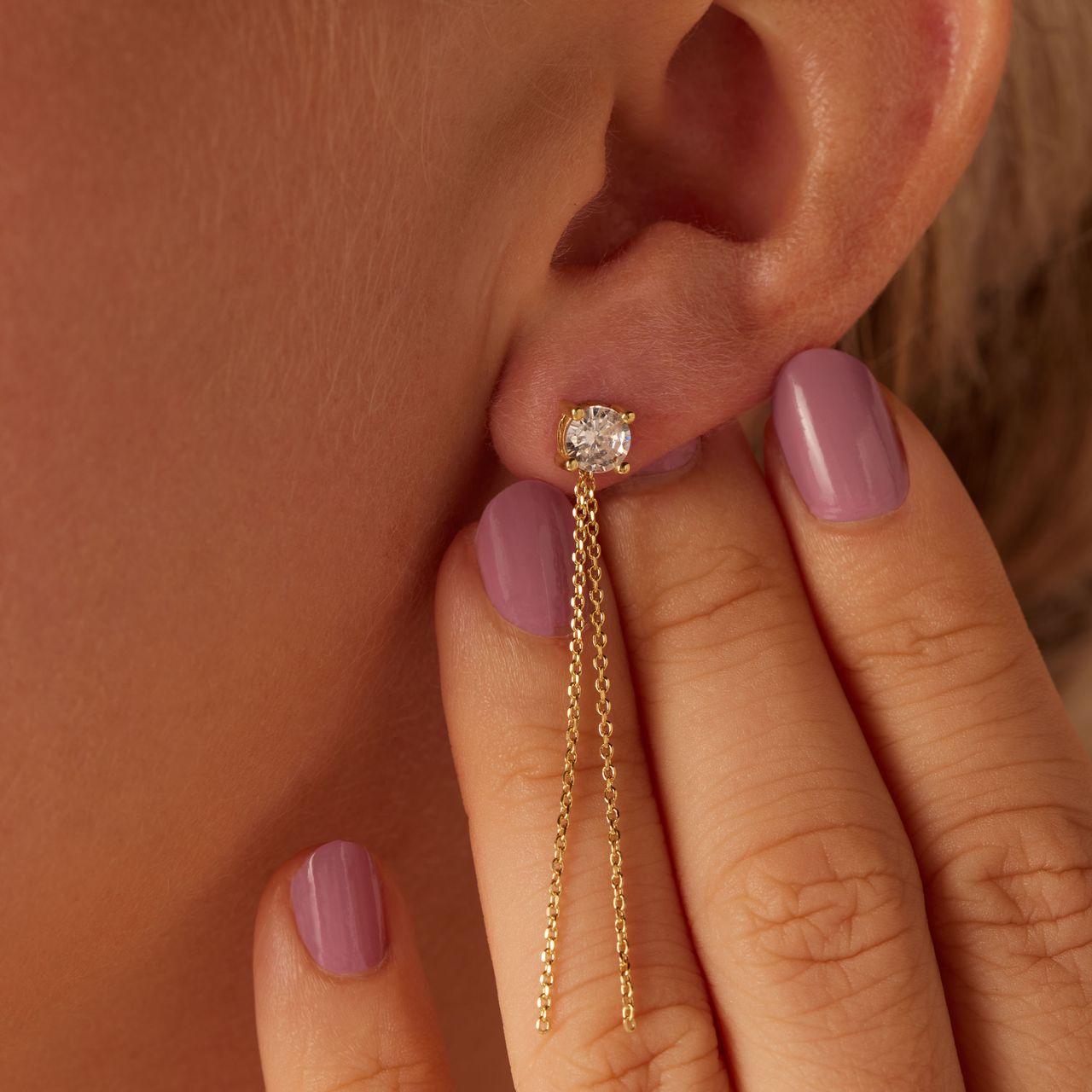 Zilveren goldplated oorknoppen met zirkonia voor dames