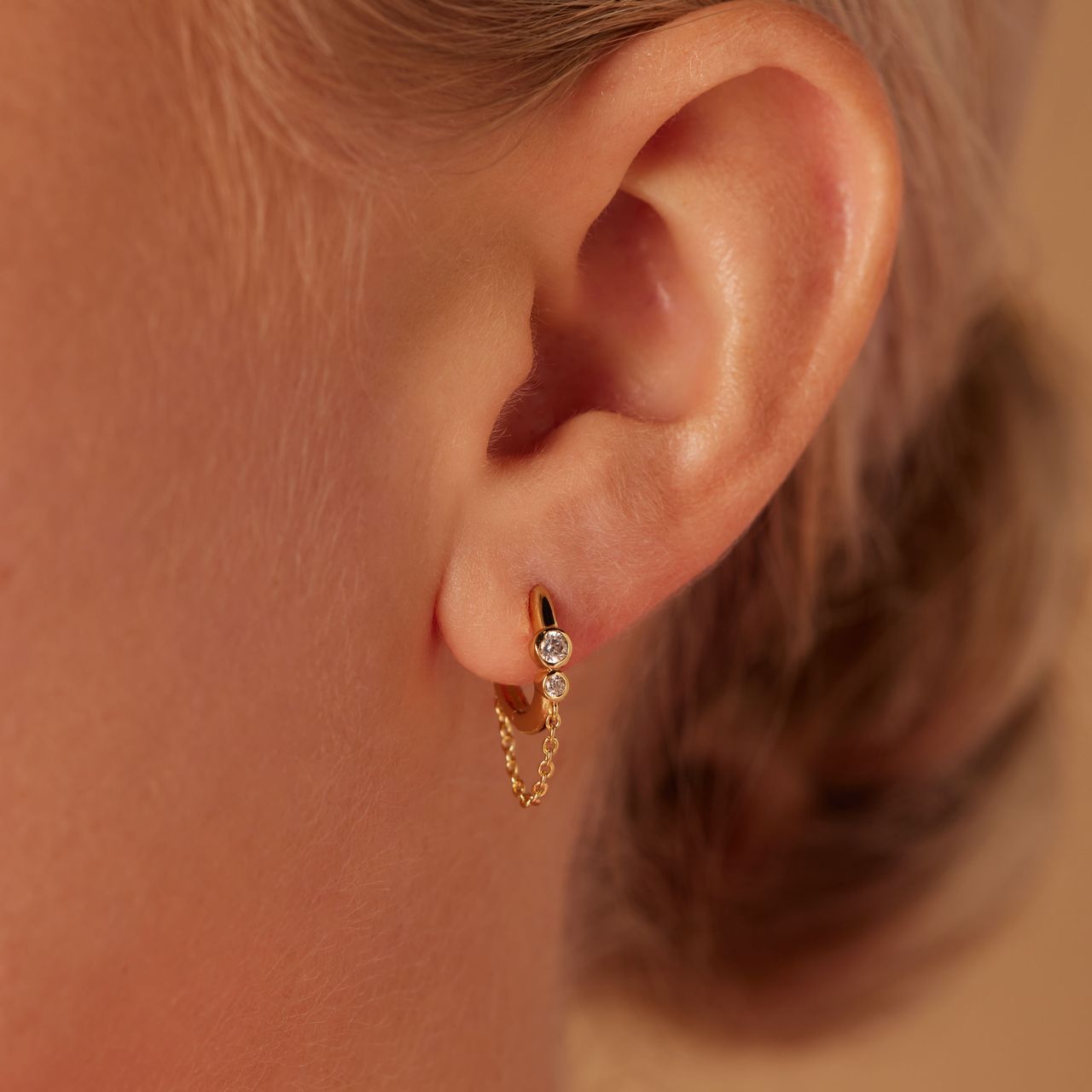 Zilveren goldplated oorringen met hanger met zirkonia met zirkonia voor dames