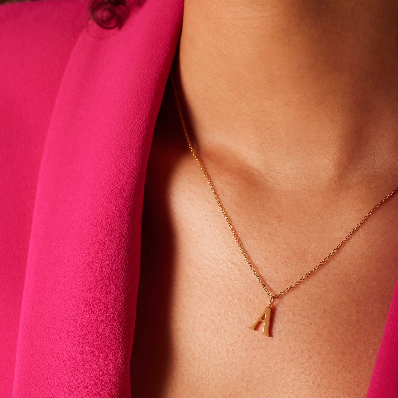 Stalen goldplated ketting met letterhanger A voor dames